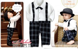 BD513 Body giả yếm quần kẻ caro cho bé 12kg 85cm