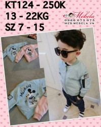 KT124 - Áo khoác gió màu xanh Mickey ( tươi hơn ảnh ) cho bé 13kg - 22kg (2,5t - 6t)