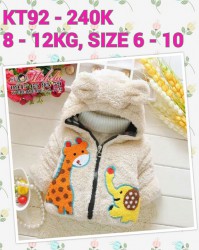KT92 - Áo khoác lông 3 lớp liền mũ hình hươu & voi cho bé 7th - 24th (8kg - 12kg)