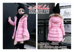 KG404 - ÁO KHOÁC PHAO MŨ LÔNG DÁNG VÁY HỒNG BÉ GÁI 20 - 30KG, 5- 10T; SZ 120 - 150