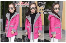 KG401 - ÁO KHOÁC DA LỘN LÓT LÔNG DÀY MÀU HỒNG CHO BÉ GÁI 20 - 45KG; 5T TRỞ LÊN, SZ 110 - 160