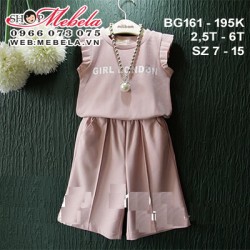 BG161 Bộ áo sát nách Girl London và quần culottes lửng ống rộng thời trang cho bé 2.5-6t, sz 7-15