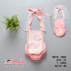 BD70 - BODY YẾM THẮT NƠ MÀU HÒNG PHỐI REN CHO BÉ GÁI 6TH - 2 TUỔI, 7 - 12KG, SZ 70 -90