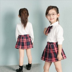 V762 Bộ váy kẻ đỏ kèm áo trắng style Hàn cho bé 12kg 2tuoi