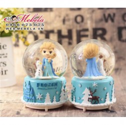 CT02B - Quà tặng quả cầu tuyết Elsa phát nhạc, đèn, tuyết bay tự động, dùng pin, KT 10x14cm