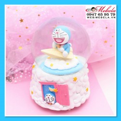 Quà tặng sinh nhật, quà lưu niệm quả cầu tuyết Doraemon vặn cót có nhạc, xoay tròn