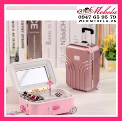 Q01 Quà lưu niệm, quà sinh nhật Hộp nhạc đựng trang sức hình vali kéo
