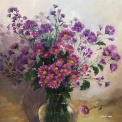Tranh Cúc tím và thạch thảo - Đã bán