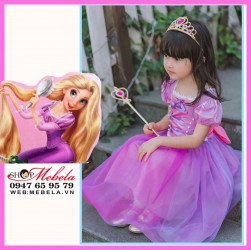 Váy công chúa tóc mây Rapunzel cho bé có hình thật