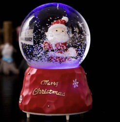 Quà lưu niệm quả cầu tuyết ông già Noel và người tuyết có tuyết fun tự động, đèn, nhạc