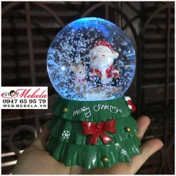 Quà giáng sinh quả cầu tuyết ông già Noel và tuần lộc có đèn, nhạc, có clip và ảnh chụp