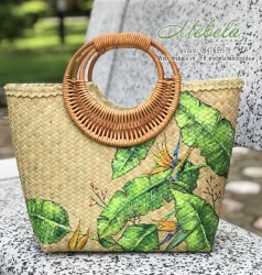 Túi cói quai mây hoa thiên điểu