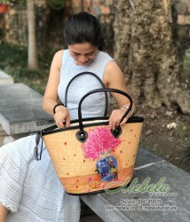 Túi có vẽ tay hoa cẩm tú cầu và cặp đôi tỏ tình size đại