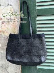 Túi cói đen cỡ đại