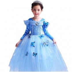 Váy công chúa Lọ Lem Cinderella dài tay cho bé từ 15-26kg. váy có kèm 10 bướm.