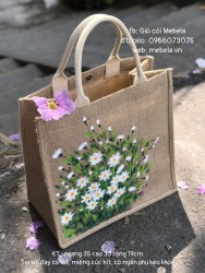 Túi vải sợi đay vẽ Cúc Hoạ Mi (mẫu 1)